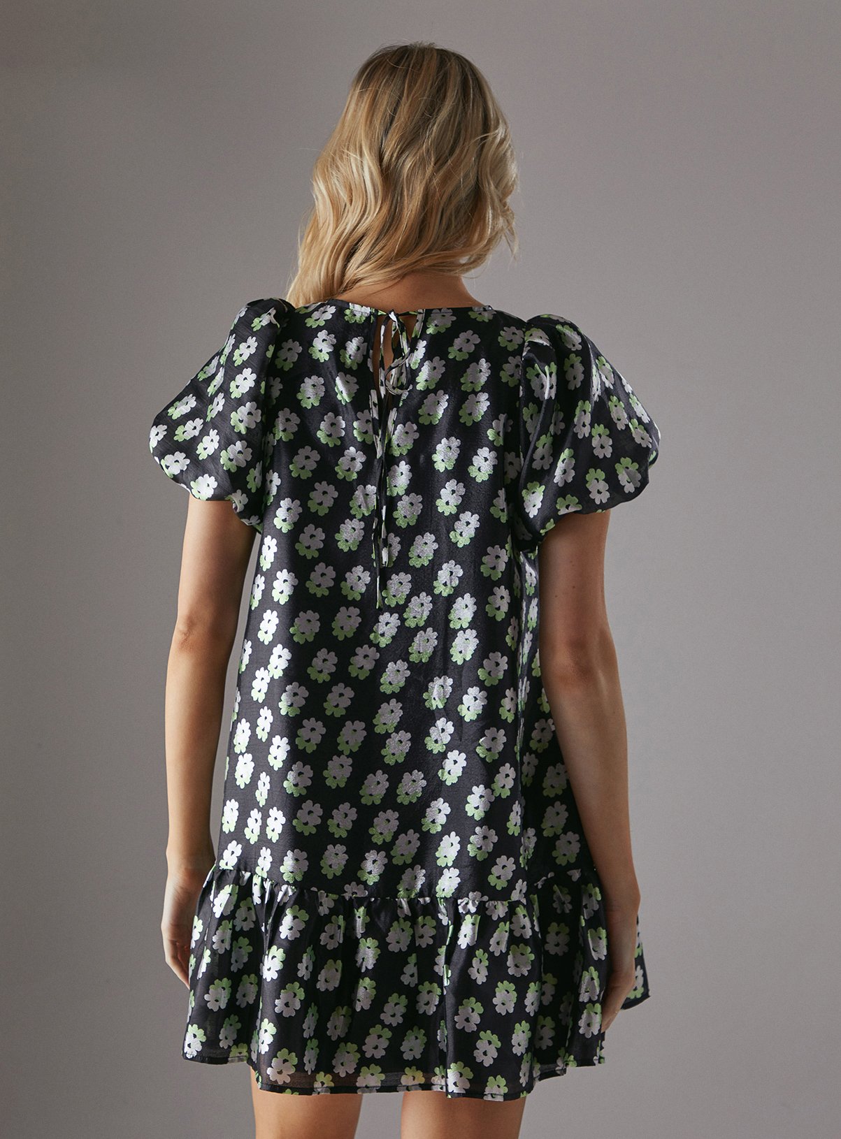 WAREHOUSE Organza Puff Sleeve Swing Mini Dress 10 - Image 3 thumbnail